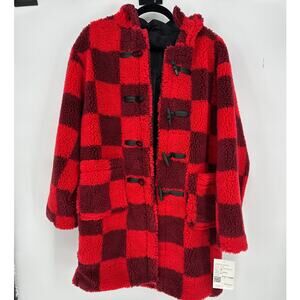 RARE EAVES by Revolve Ziggy Oversized Hooded Checkered Sherpa Coat